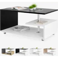 Casaria Table basse Orlando blanc/noir 95x55x50cm