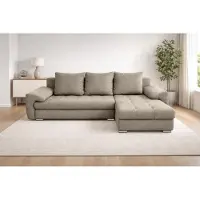 AX Living Manisa Canapé de salon en L, couleur marron clair, modele D