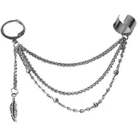 OEM Petites boucles d'oreilles pour femmes et hommes, avec une chaîne à plusieurs rangs et une forme de feuille