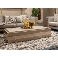 Xl Moebel Gmbh Table basse exclusive avec des détails dorés et une finition brillante