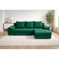 AX Living Manisa Canapé de salon en L vert avec fonction couchage D