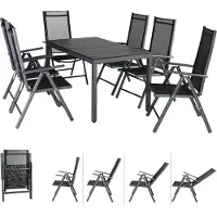 Casaria Table et chaises de jardin Bern noir anthracite 7pcs