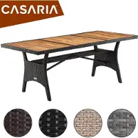 Casaria Table en résine tressée de jardin Takeo crème 190x90x74cm