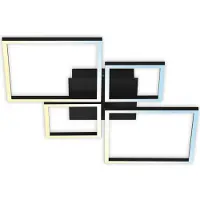Briloner Plafonnier LEUCHTEN FRAME, 40 W, 4000 lm, IP20, noir, métal-plastique, intensité lumineuse variable, CCT, 75 x 46,7 x 7,5 cm