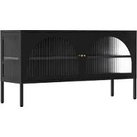 Oviala Meuble TV moderne 2 portes L115 cm en métal noir - Dreamy