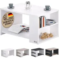 Casaria Table basse Santa Cruz Blanc 90x60x50cm
