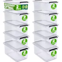 Deuba 10x Boîte de rangement plastique 20x15x12cm 2L