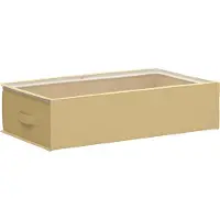 vidaXL Boîte de rangement avec fenêtre transparente sur le dessus, en tissu non tissé crème