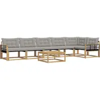 vidaXL Ensemble de salon de jardin , 7 pièces, blanc et gris clair