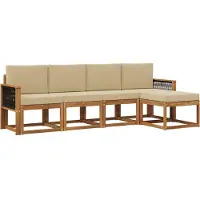 vidaXL Ensemble de canapés d'extérieur , 5 pièces, polyester naturel et beige