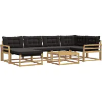 vidaXL Ensemble de canapés d'extérieur , 7 pièces, blanc et noir, 79 x 79 x 37 cm