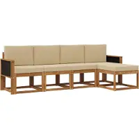 vidaXL Ensemble de canapés d'extérieur , 5 pièces, polyester naturel et beige