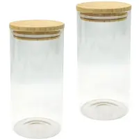 Fackelmann Lot de 2 boîtes hermétiques alimentaires en verre 1,5L avec 2 ustensiles de cuisine Nature Divers