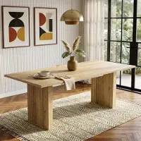 Flieks Table à rallonges rectangulaire avec plateau épais, pouvant accueillir 6 à 8 personnes, table de cuisine 200 x 90 x 75 cm, couleur chêne