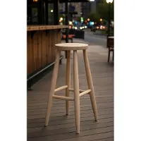 Xl Moebel Gmbh Tabouret de bar beige en bois, idéal pour les intérieurs modernes