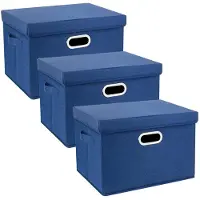Markenlos Grande boîte de rangement en tissu avec couvercle, pliable, lavable, 44 x 30 x 29 cm, lot de 3