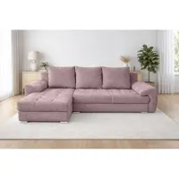 AX Living Manisa Canapé de salon L Canapé rose avec fonction couchage G