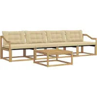 vidaXL Ensemble de salon de jardin 5 pièces, blanc et beige