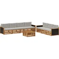 vidaXL Ensemble de canapés d'extérieur , 8 pièces, en polyester naturel et gris clair