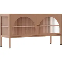 Oviala Meuble TV moderne 2 portes L115 cm en métal marron - Dreamy