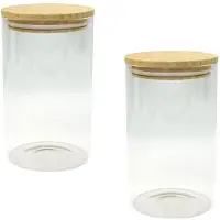 Fackelmann Lot de 2 boîtes de conservation alimentaire hermétique en verre 1,15L avec 2 ustensiles de cuisine Nature Divers