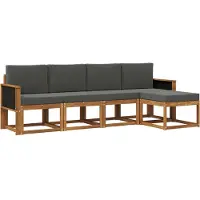 vidaXL Ensemble de canapés d'extérieur , 5 pièces, polyester naturel et anthracite