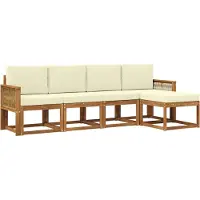 vidaXL Ensemble de canapés d'extérieur , 5 pièces, polyester naturel et crème