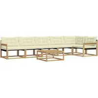 vidaXL Ensemble de canapés d'extérieur , 7 pièces, blanc et crème, 79 x 79 x 37 cm
