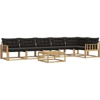 vidaXL Ensemble de canapés d'extérieur , 7 pièces, blanc et noir, 79 x 79 x 37 cm