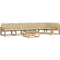 vidaXL Ensemble de salon de jardin 7 pièces, blanc et beige