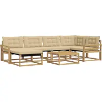 vidaXL Ensemble de canapés d'extérieur , 7 pièces, blanc et beige, 79 x 79 x 37 cm