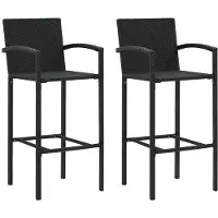 vidaXL Tabouret de bar 2 pcs. noir poly rotin