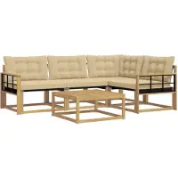 vidaXL Ensemble de canapés d'extérieur , 5 pièces, blanc et beige, 79 x 79 x 37 cm