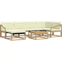 vidaXL Ensemble de canapés d'extérieur , 7 pièces, blanc et crème, 79 x 79 x 37 cm