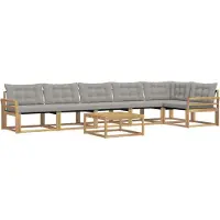 vidaXL Ensemble de salon de jardin 7 pièces, blanc et gris clair