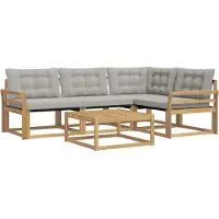 vidaXL Ensemble de canapés d'extérieur , 5 pièces, blanc et gris clair, 79 x 79 x 37 cm