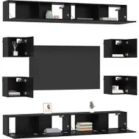 vidaXL Ensemble de meubles TV , 8 pièces, en panneaux de particules imitation chêne noir