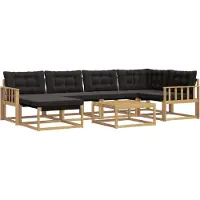 vidaXL Ensemble de canapés d'extérieur , 7 pièces, blanc et noir, 79 x 79 x 37 cm