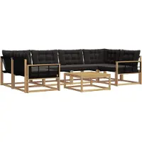 vidaXL Ensemble de canapés d'extérieur , 7 pièces, blanc et noir, 79 x 79 x 37 cm