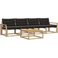 vidaXL Ensemble de canapés d'extérieur , 5 pièces, blanc et noir, 79 x 79 x 37 cm