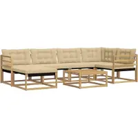 vidaXL Ensemble de canapés d'extérieur , 7 pièces, blanc et beige, 79 x 79 x 37 cm