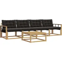 vidaXL Ensemble de canapés d'extérieur , 5 pièces, blanc et noir, 79 x 79 x 37 cm