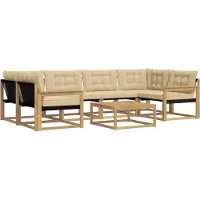 vidaXL Ensemble de salon de jardin 7 pièces, blanc et beige