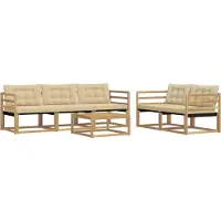 vidaXL Ensemble de salon de jardin 6 pièces, blanc et beige
