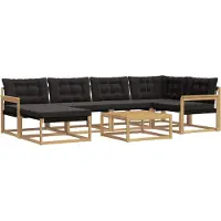 vidaXL Ensemble de canapés d'extérieur , 7 pièces, blanc et noir, 79 x 79 x 37 cm