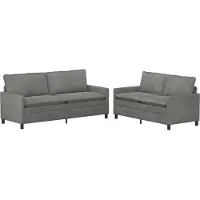 vidaXL Ensemble de canapés, 2 pièces, gris foncé, en velours