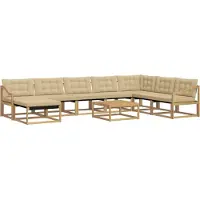 vidaXL Ensemble de salon de jardin , 9 pièces, blanc et beige, en bois d'acacia massif
