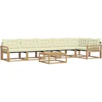 vidaXL Ensemble de salon de jardin 7 pièces, blanc et crème