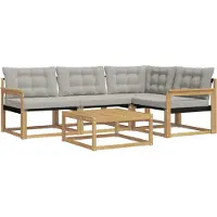 vidaXL Ensemble de canapés d'extérieur , 5 pièces, blanc et gris clair, 79 x 79 x 37 cm