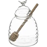 5five Simply Smart Pot de miel, pot de miel avec cuillère, verre, 400 ml, 160613